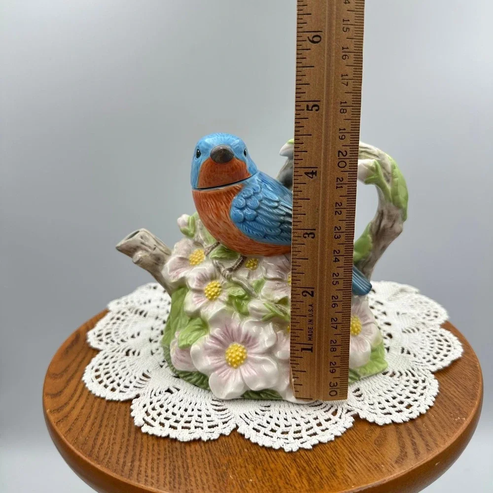 ENESCO 2010 Artist Gallery 4021678 Teapot Series Spring Bluebird Bird tea spring